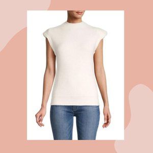 HL Affair New York NWT Cream Ribbed Pullover Sweater, Size Large